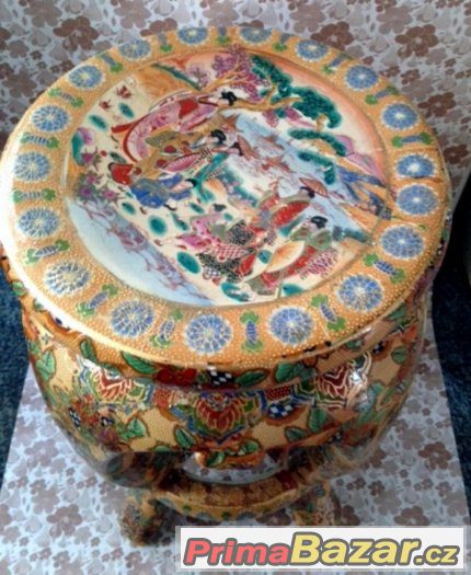 Veliký CHINA stolek cca výška 45 cm - průměr 25-30 cm – fotografie 3