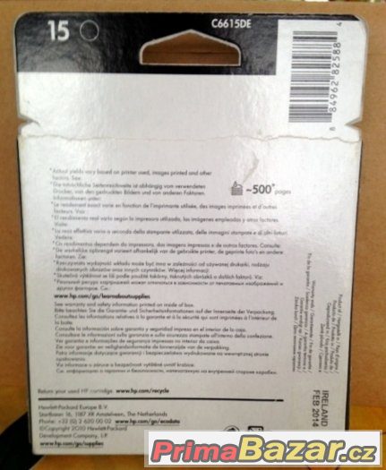 Cartridge original HP 15 (prosla Exp.) Black – fotografie 2