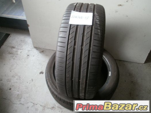 Prodám 2 x letní pneu Continetal 225/45-17 – fotografie 1