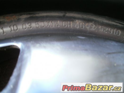 Prodám 4 x ocelový disk 5 j x 14 Hyundai,ET46- střed-středový-otvor-54mm – fotografie 4
