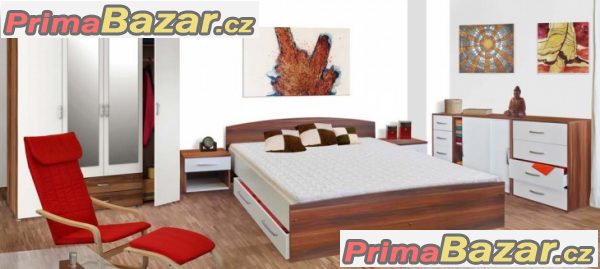 Kompletní ložnice - Postel 180x200, stolky, skříň a komody – fotografie 1