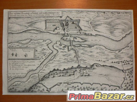 Brandýs nad Labem, rytina z roku 1650, originál – fotografie 2