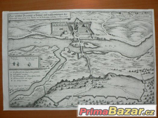 Brandýs nad Labem, rytina z roku 1650, originál – fotografie 3