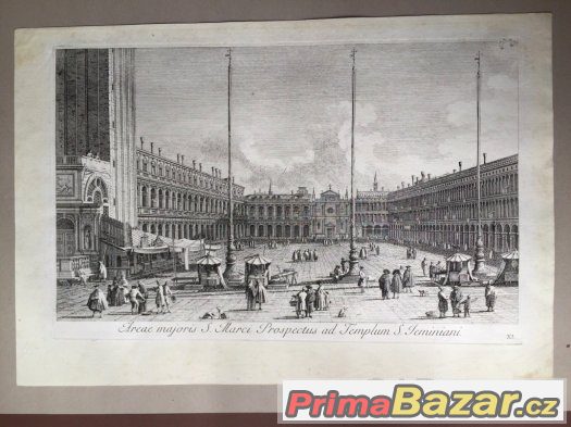 Canaletto Benátky, rytina Visentini rok 1735 orig. – fotografie 1