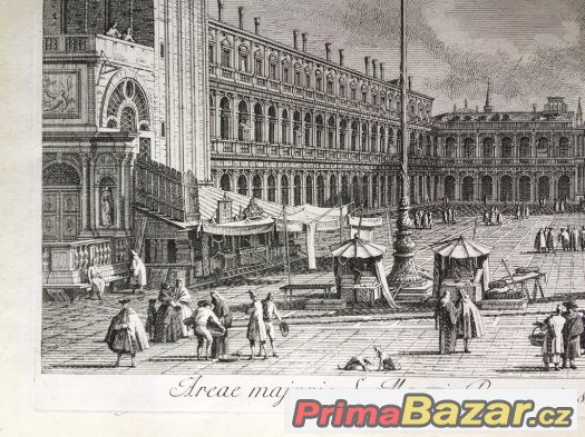 Canaletto Benátky, rytina Visentini rok 1735 orig. – fotografie 2