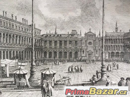 Canaletto Benátky, rytina Visentini rok 1735 orig. – fotografie 3