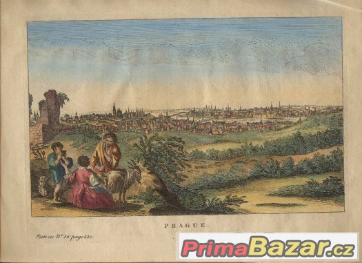 Praha Veduta 1750 kolorovaná rytina – fotografie 1