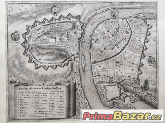 PRAHA rytina z roku 1650 originál Merian – fotografie 5