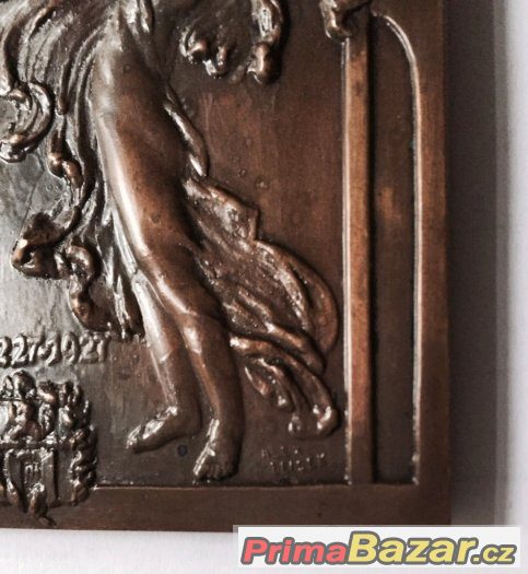 Litoměřice, bronz plaketa 700 let města, secesní – fotografie 3