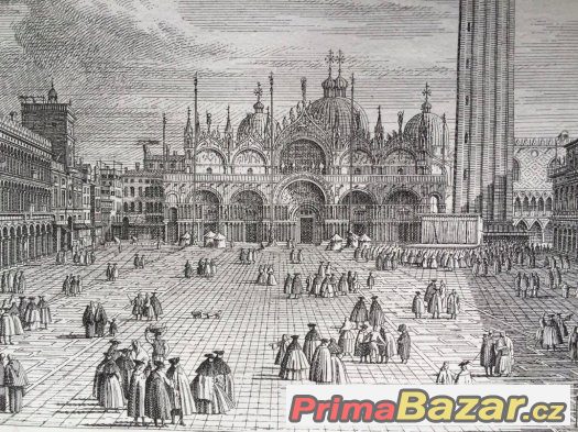 Canaletto Benátky, rytina Visentini z roku 1735 orig. – fotografie 2