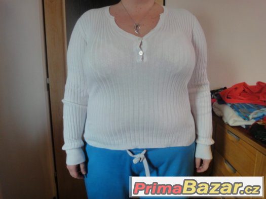 Bílý dámský svetr Yessica velikost L, jako nový. 100% bavlna – fotografie 1