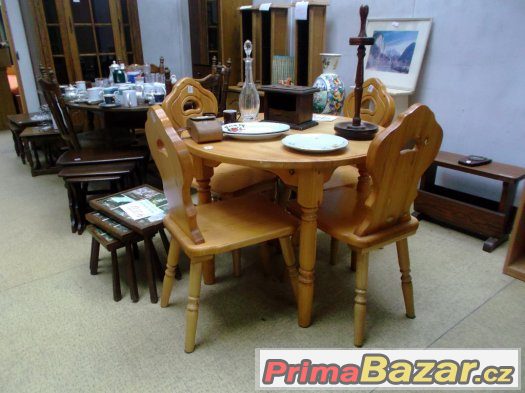 4x jídelní židle masív + jídelní stůl, cena 6990,-Kč – fotografie 1