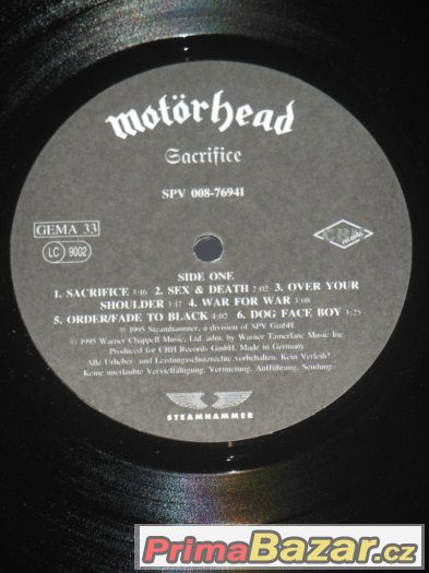 Prodám LP Motörhead ‎– Sacrifice – fotografie 3