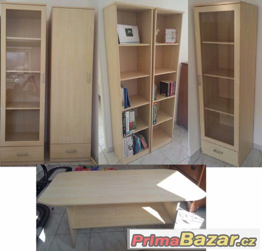2x prosklená, 2x knihovna, 1x plná skříň a konf. stolek – fotografie 1
