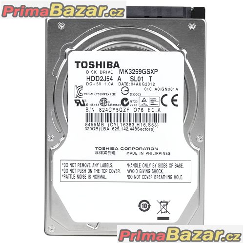 2,5" HDD SATA pevný disk do notebooku 320GB Toshiba, záruka