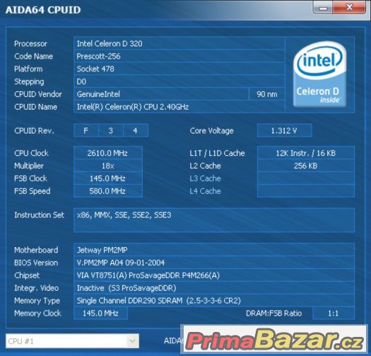 Prodám procesor Intel Celeron D 478 2,40GHz – fotografie 1