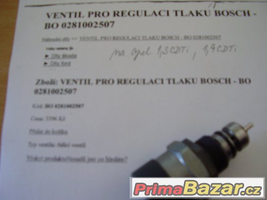 Prodám ventil pro regulaci tlaku BOSCH – fotografie 1