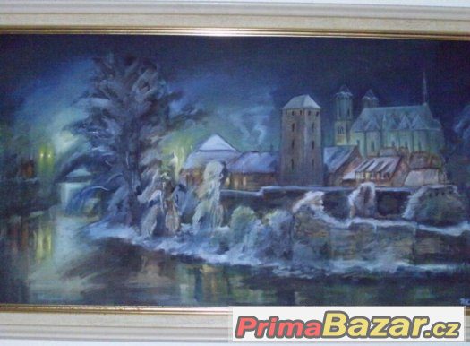 obraz malovany na platne+ram k tomu 270x70cm,pouze Cheb – fotografie 1
