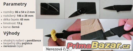Nůž ve tvaru kreditky od 30kč/1ks – fotografie 1