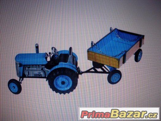 Plechový traktor+vlek 1:25 – fotografie 2