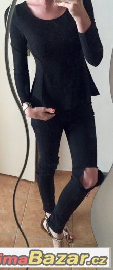 H&M luxusni peplum trpytivy cerny dl.rukav S – fotografie 1