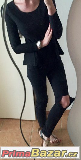 H&M luxusni peplum trpytivy cerny dl.rukav S – fotografie 4