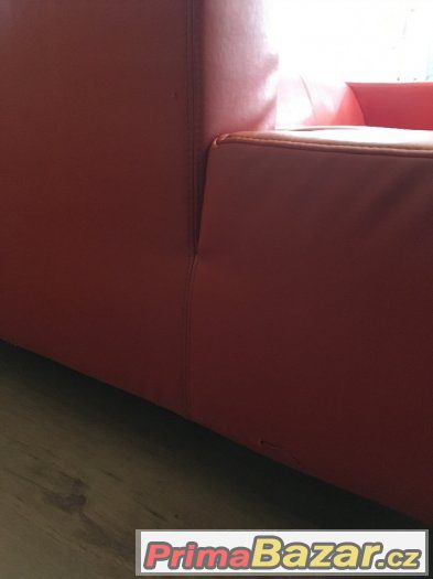 Sedací souprava rohová červená - kožená - eko kůže – fotografie 4