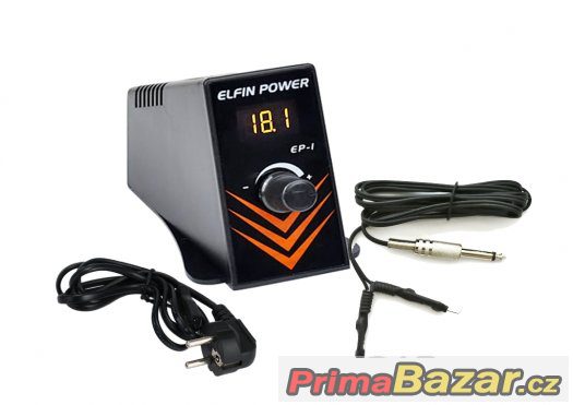 Prodám Nový nepoužitý LCD tetovací zdroj Elfin + kabel+ clip – fotografie 1