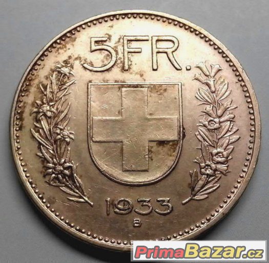 5 franků 1933 B, Švýcarsko – fotografie 1