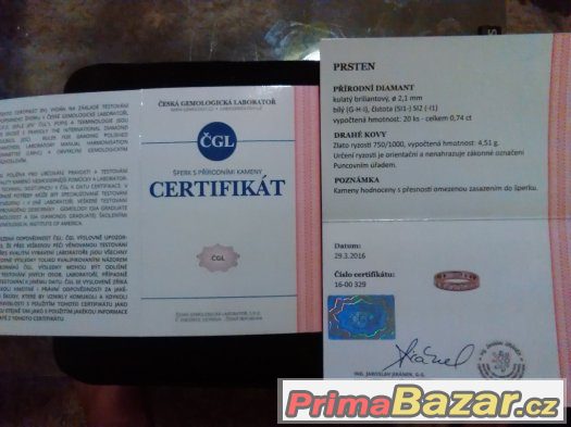 prodam zlaty prstynek s prirodnim diamantem – fotografie 2
