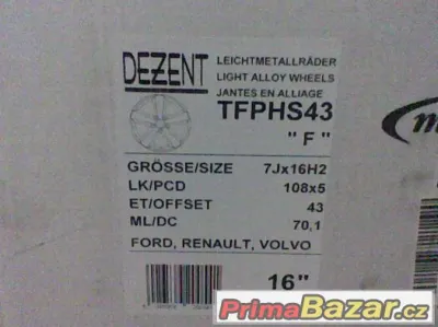 ALU disky Dezent F 16" 5x108 Ford