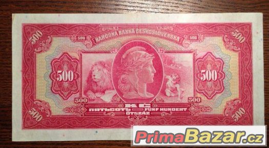 Staré bankovky - 500 korun 1929 NEPERFOROVANA, pěkný stav – fotografie 2