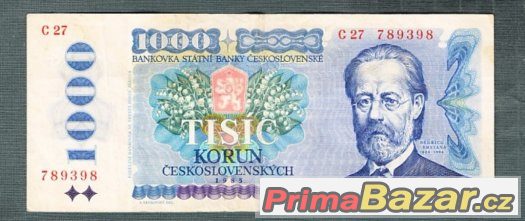 Staré bankovky - 1000 kčs 1985 Smetana – fotografie 1