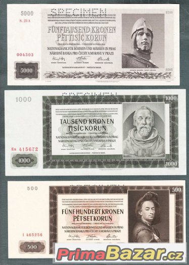 Staré bankovky - Komplet Protektorát 1940-1944 pěkný stav – fotografie 2