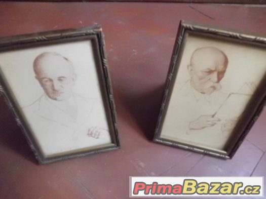 Dva pěkné staré obrázky Prezidenti - Beneš a Masaryk – fotografie 1