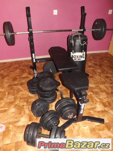 Posilovací lavice+čínka na bench+čínka na biceps+závaží – fotografie 3