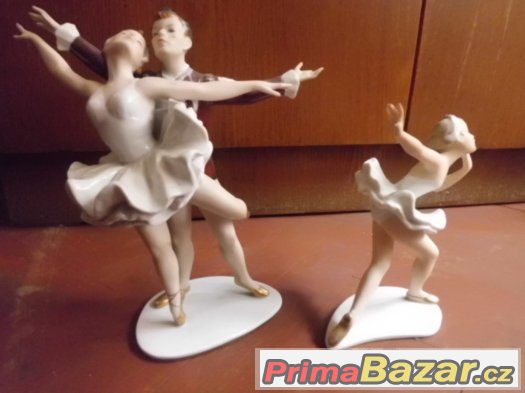 2 pěkné Starožitné porcelánové sošky Baletky - značeno – fotografie 4