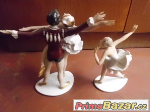 2 pěkné Starožitné porcelánové sošky Baletky - značeno – fotografie 5