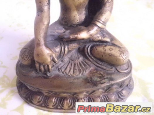 Super - Starožitný bronzový Gautama Budha na lotosovém květu – fotografie 2