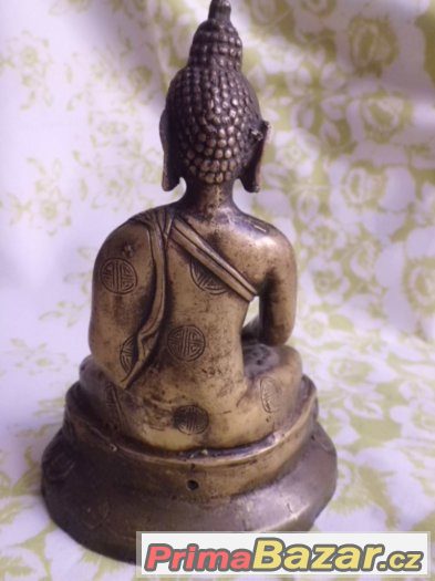 Super - Starožitný bronzový Gautama Budha na lotosovém květu – fotografie 4