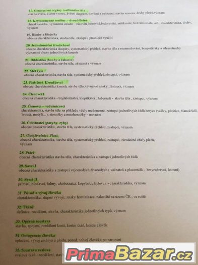 Maturitní otázky biologie – fotografie 1