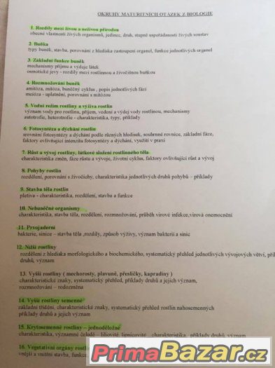 Maturitní otázky biologie – fotografie 3