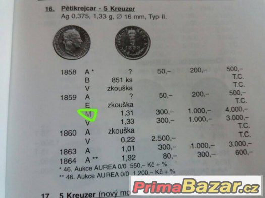 RU mince 5 krejcar 1859 M    R – fotografie 3