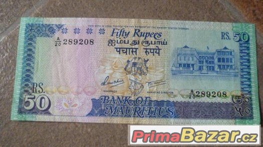 50 rupees bankovka Mauritius – fotografie 1