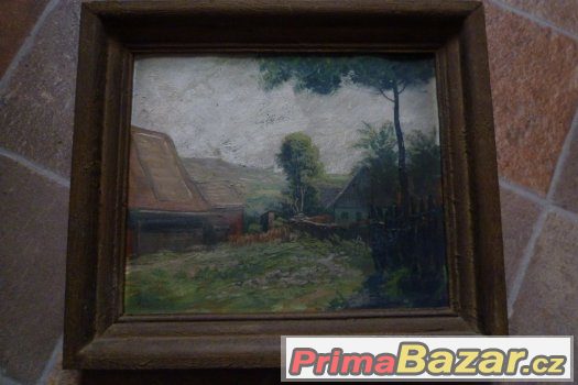 Olej krásný obraz Vesnické stavení Moučka 1944 – fotografie 1