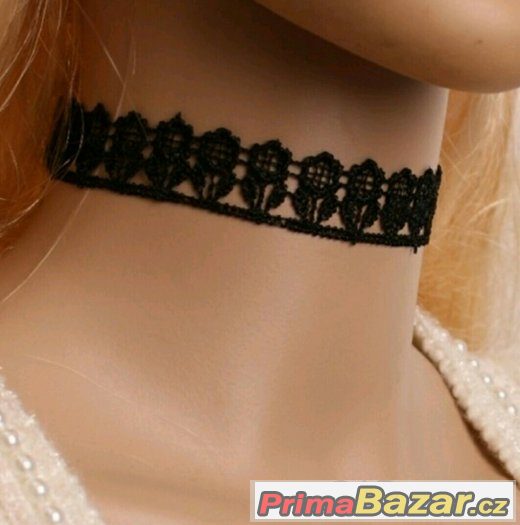 Nový černý tattoo choker "kytky" – fotografie 2
