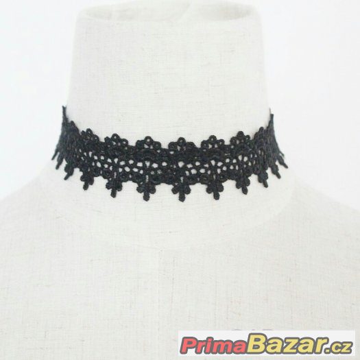 Krásný černý krajkový tattoo choker – fotografie 1
