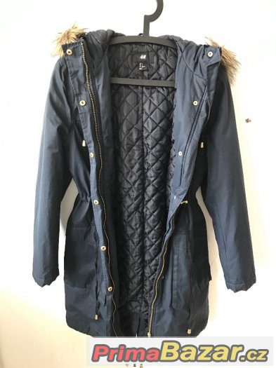Tmavomodrý zimní kabát/parka H&M – fotografie 4