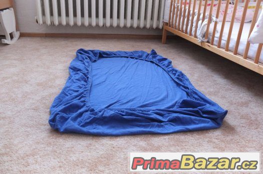 Modré prostěradlo na matraci 60x120cm 100% bavlna – fotografie 1