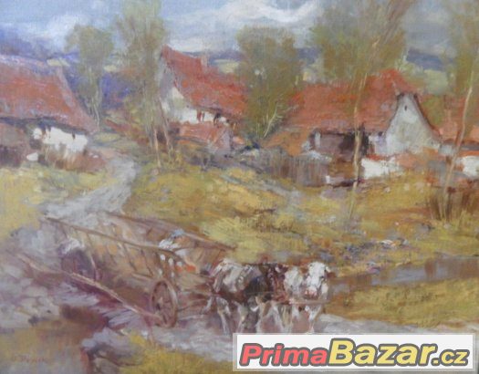 Vůz na můstku, signovaný O. Blažíček. – fotografie 2